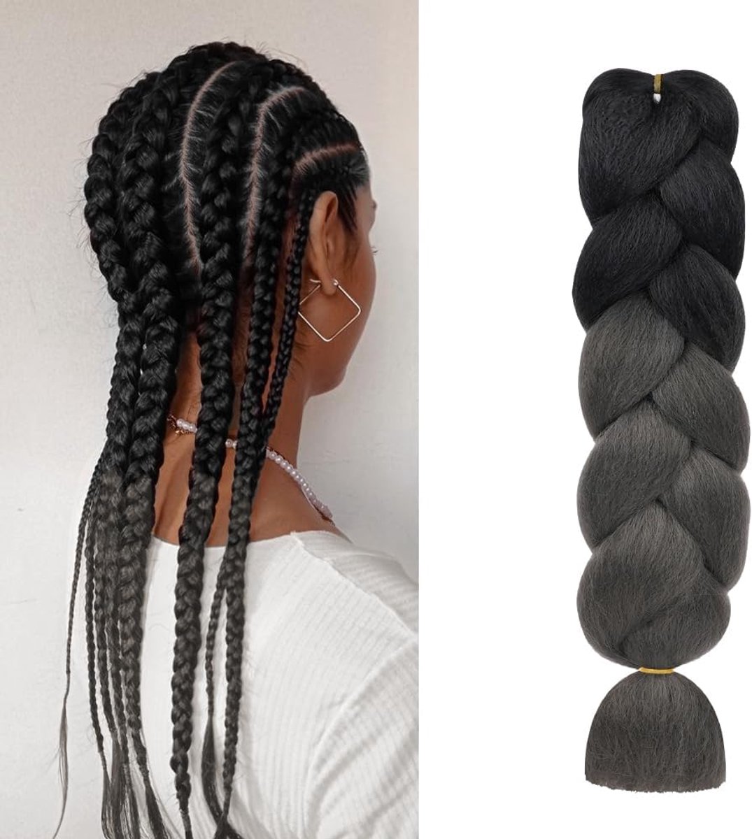 SnelShoppen - Aomig Vlecht Haar Extensions 3-delig Ombre Vlecht Haar, Jumbo Vlechten Synthetische Haar Extensions voor Vlechten, Mode Synthetisch Haar