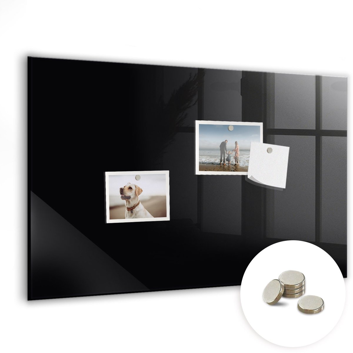 Coloray Glazen Magneetbord - Magnetisch Bord Zwarte kleur - 60x40 cm - Zwart Magneetbord - Magnetic Board - Magnetisch Wandbord