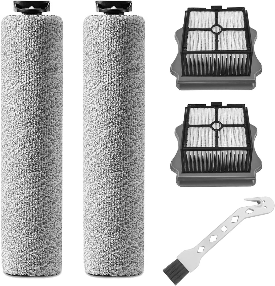 SnelShoppen - Brush Rollerset en Filter voor Draadloze Nat en Droog Stofzuiger, 2 Borstels + 2 Filters + 1 Reinigingsborstel voor Tineco iFloor 3/Floo