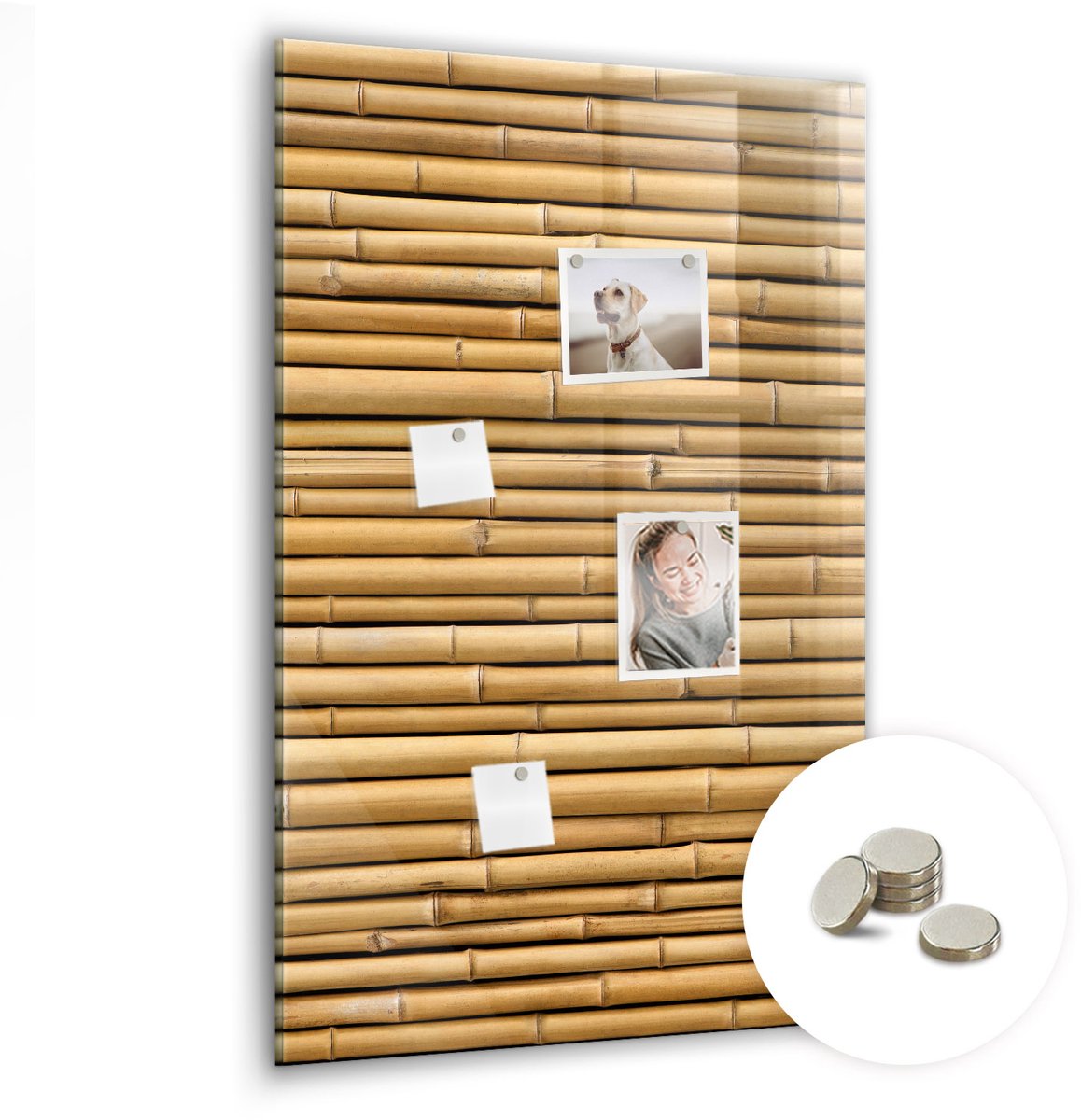 Coloray Glazen Magneetbord - Magnetisch Bord Basilicumblaadjes - 60x90 cm - Beige Magneetbord - Magnetic Board - Memobord
