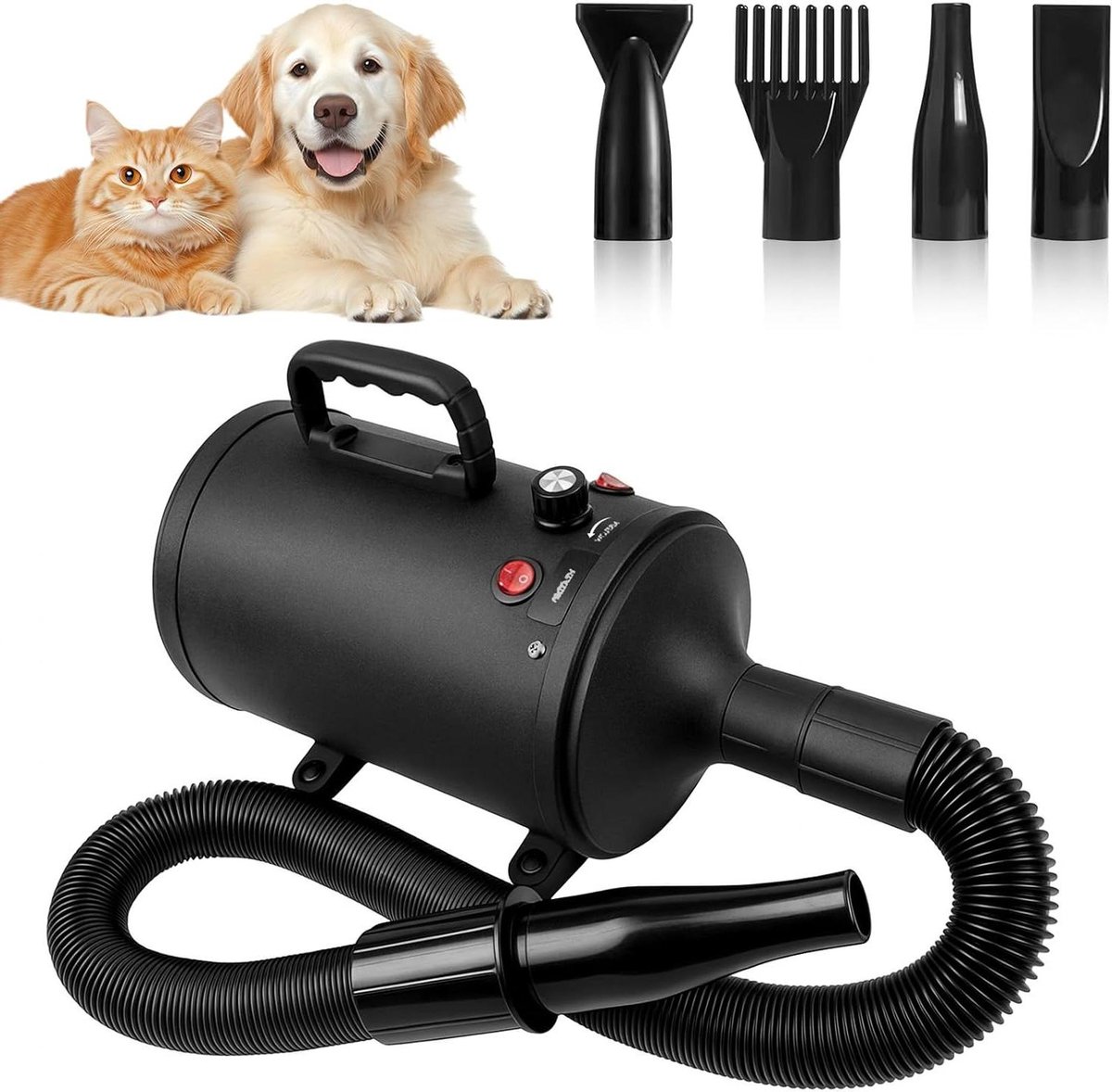 Krachtige Hondenföhn - Dieren Droger - Dierenverzorging Thuis - Stille Werking - 3200 W - Zwart