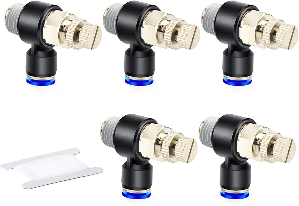 SnelShoppen - 5 Stuks 8MM Buis OD x 1/4" BSP Mannetje Luchtdruk 90 Graden Bocht Push-to-Connect Ventiel Pneumatische Connector Koppelingen