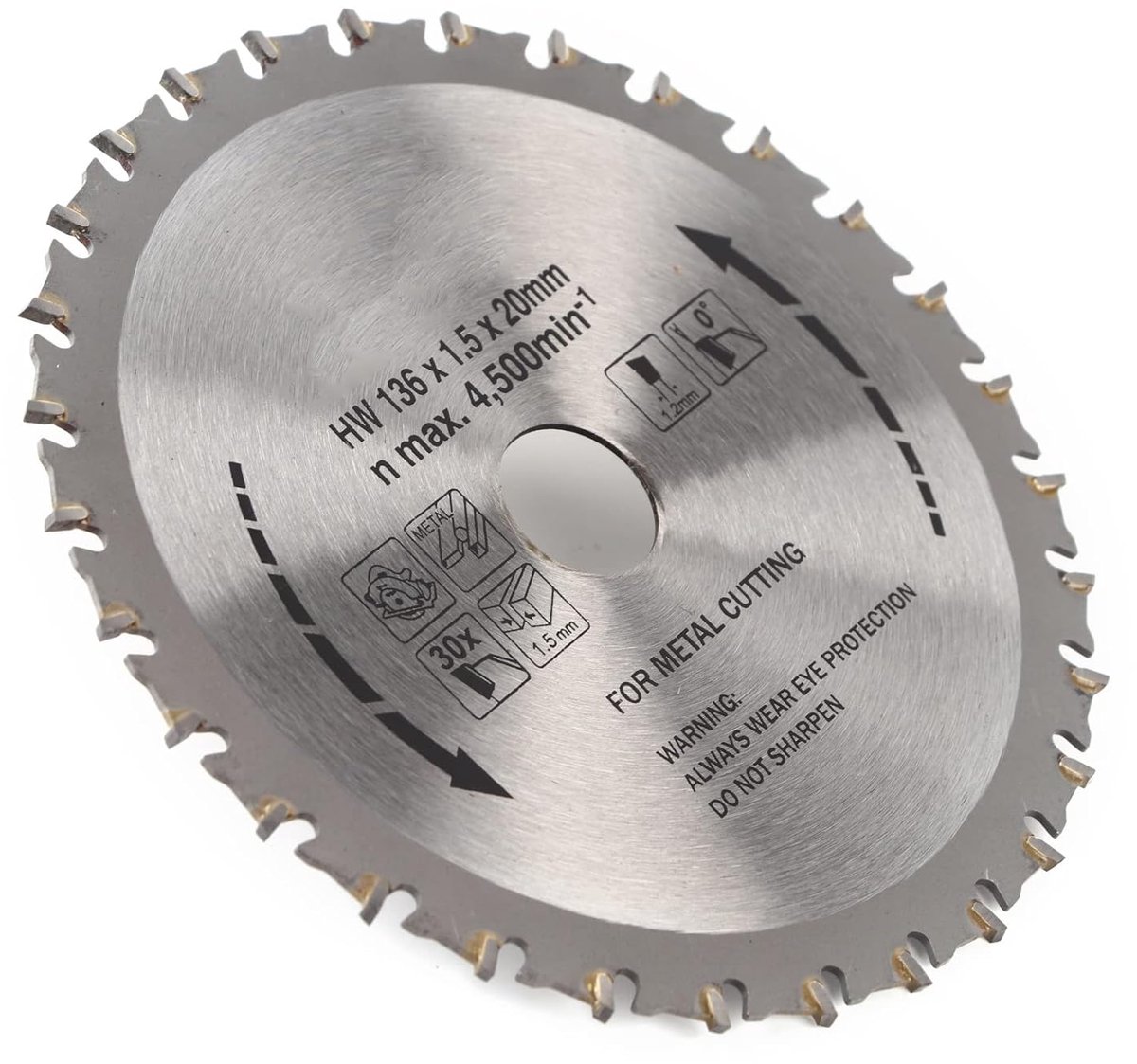 SnelShoppen - Cirkelzaagblad, Snelle Stalen Cirkelzaag Schijf voor het Snijden van Metaal - 136mm Diameter, 30 Tanden, 136 x 1,5 x 1,2 x 20 x 30T