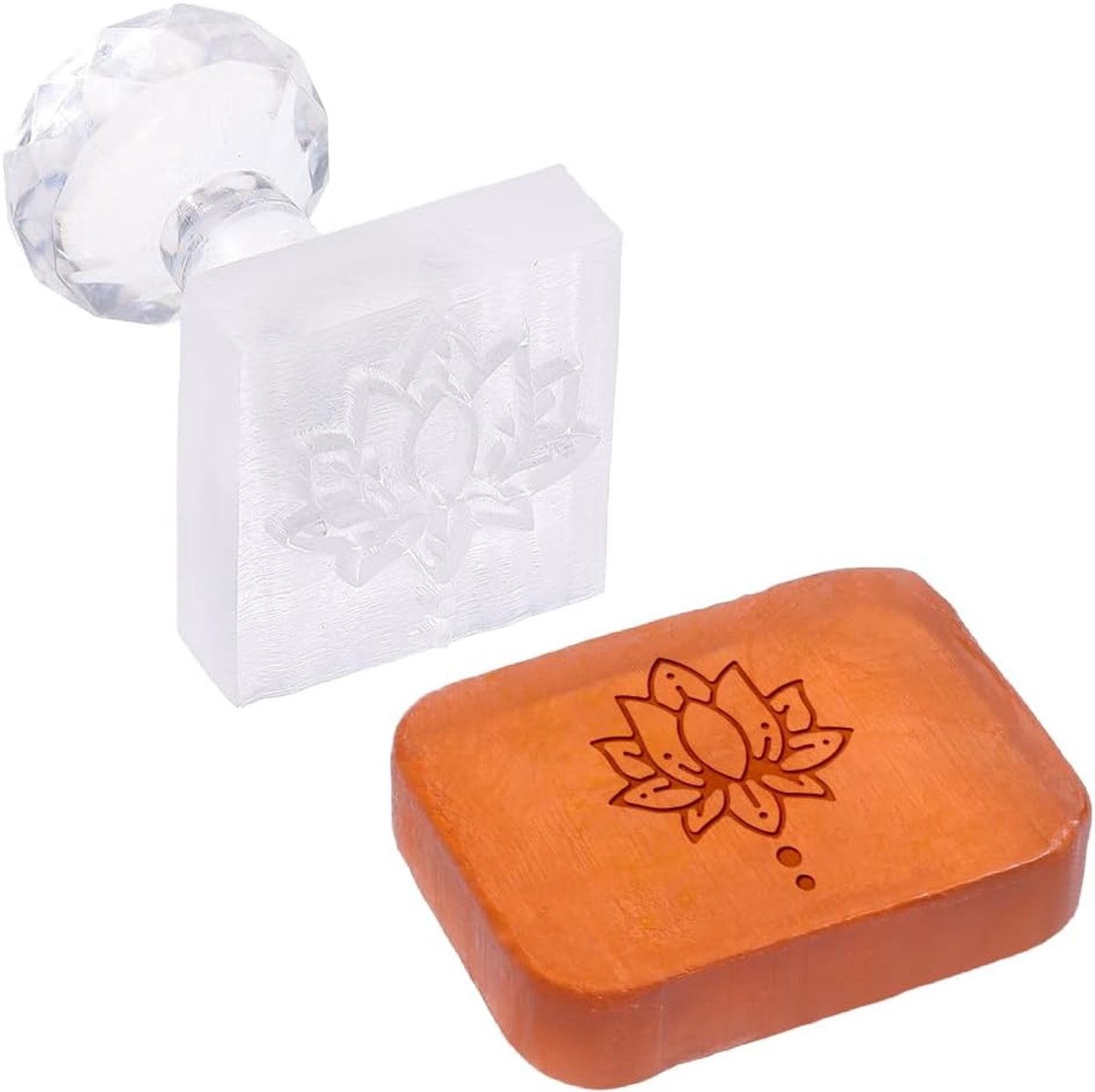 SnelShoppen - Acryl Zeepstempel Lotus Bloem Handgemaakte Zeepstempel Mal Afdrukstempel 35mm Vierkant Natuurlijk Voor Huisgemaakte Zeep Enveloppen Uitn