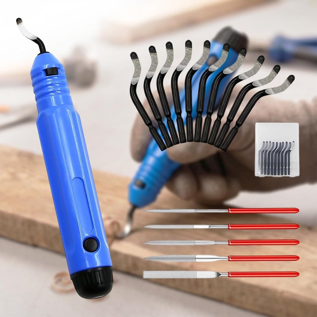ACONDE Deburring Tool for Edges and Chamfers - Manual Deburring Tool With 10 Spare Blades and 5 Rotating 360° Diamond - ShopVlot
