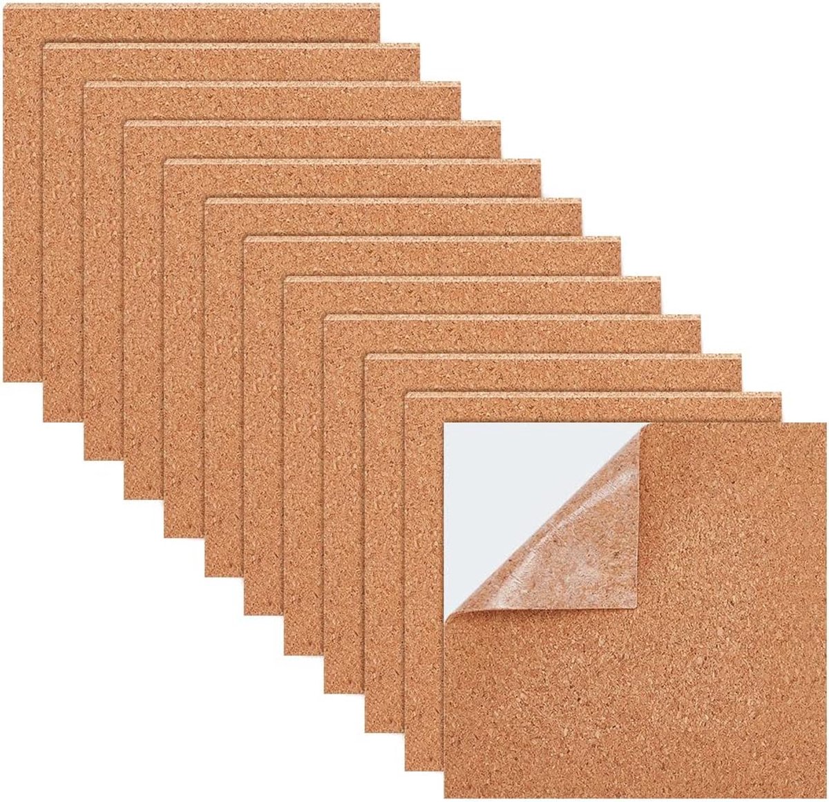 Zelfklevende Kurkplaten 30 Stuks - 10 x 10 cm - Herbruikbaar - 1 mm Dik