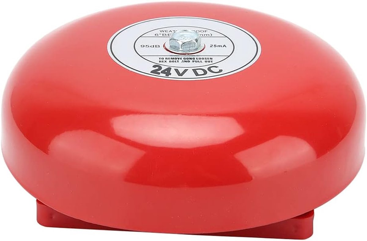 SnelShoppen - 6 Inch Elektrische Alarmbel, Koper Staal Interne Slag Type Bel 95db (24V), Waterdicht, Corrosiebestendig, Ideaal voor Veiligheid, Tuin,