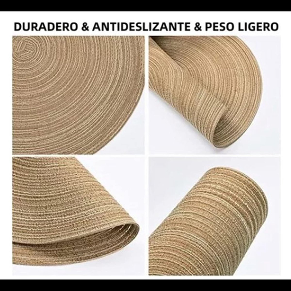 SnelShoppen - 6 Stuks Ronde Gevlochten Placemat, 30 cm Warmtebestendig Antislip Woven Mat Bruin Katoenen Placemat Voor Eettafel, Feest, Keuken, Tuin