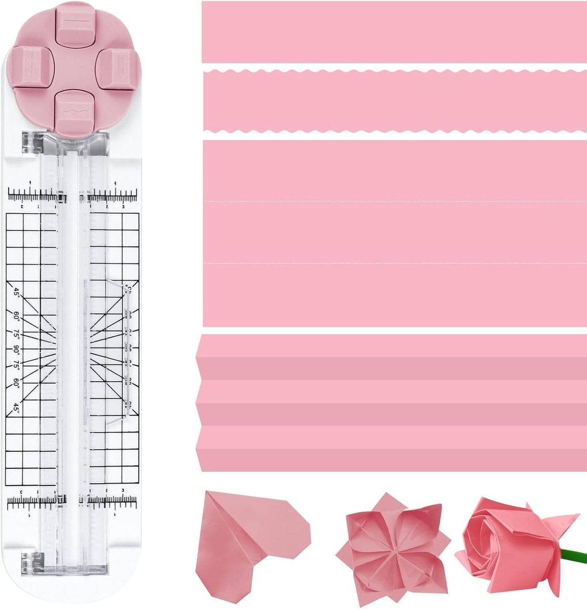 4-in-1 papier snijder met beschermende liniaal, ideaal voor scrapbooking en papierwerk, golf- en rechte lijnen