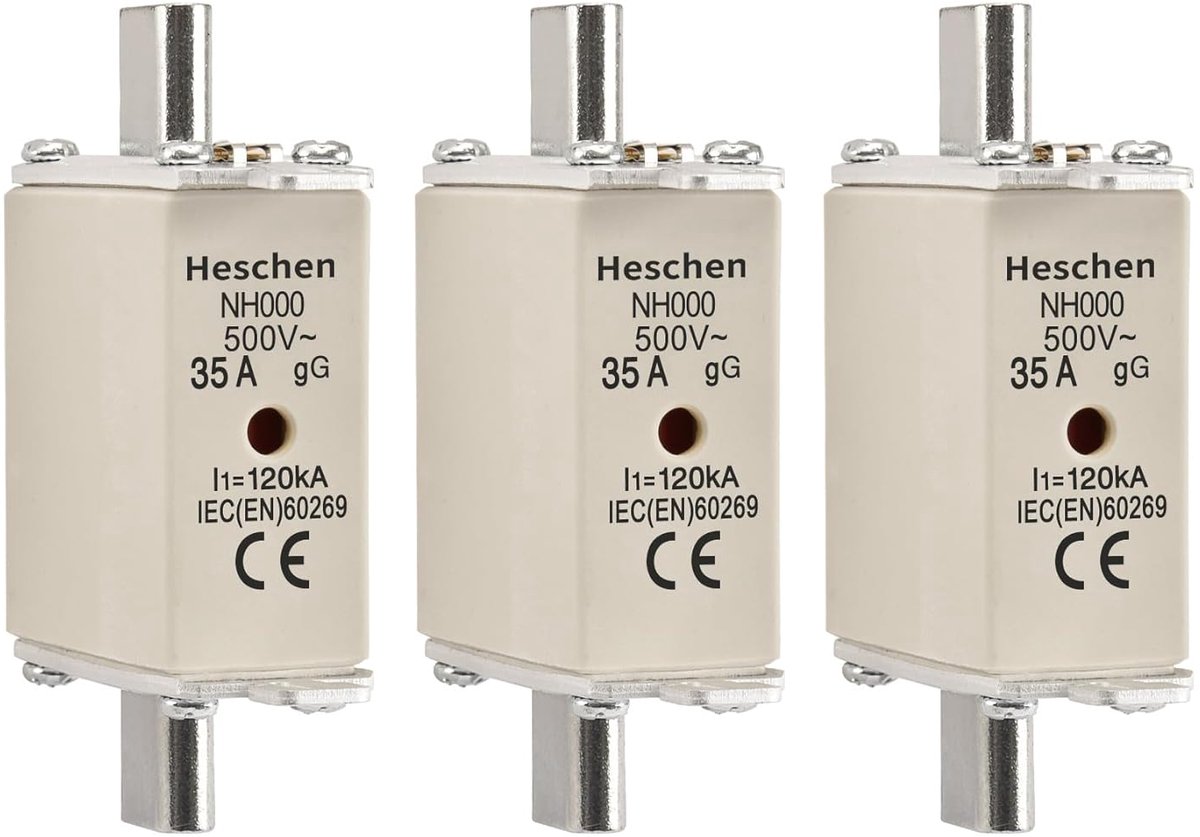 SnelShoppen - NH Stopcontact Beveiliging, NH000, 35A gG, Voorzijde Indicator, Combinatie Detector, Set van 3