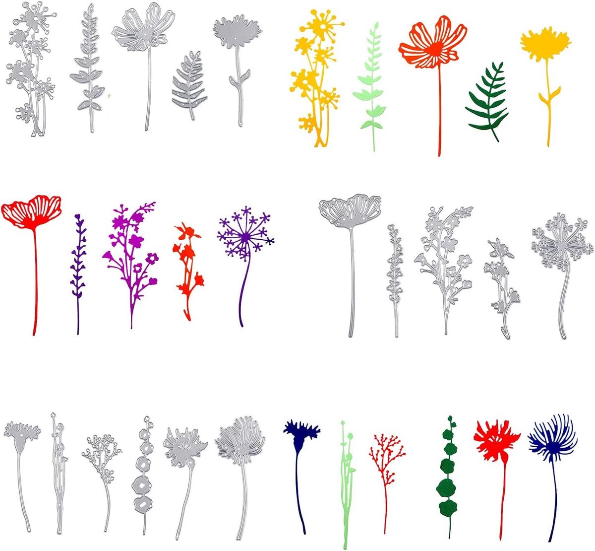 Metaal Stansmallen 17 Stuks - 3D Bloemen en Bladeren - Duurzaam Materiaal - Perfect voor Scrapbooking - ShopVlot