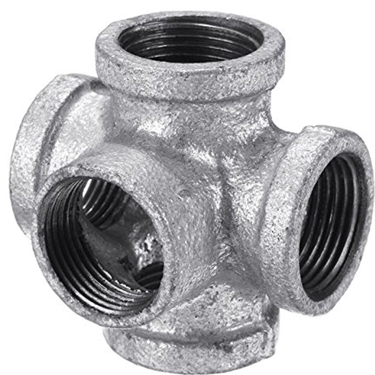 SnelShoppen - 5-Weg Tube Fitting Malleabel IJzer Gegalvaniseerd 1 Inch Vrouwelijke Outlet Cross Verbinder voor Tuin, Keuken en DIY Projecten