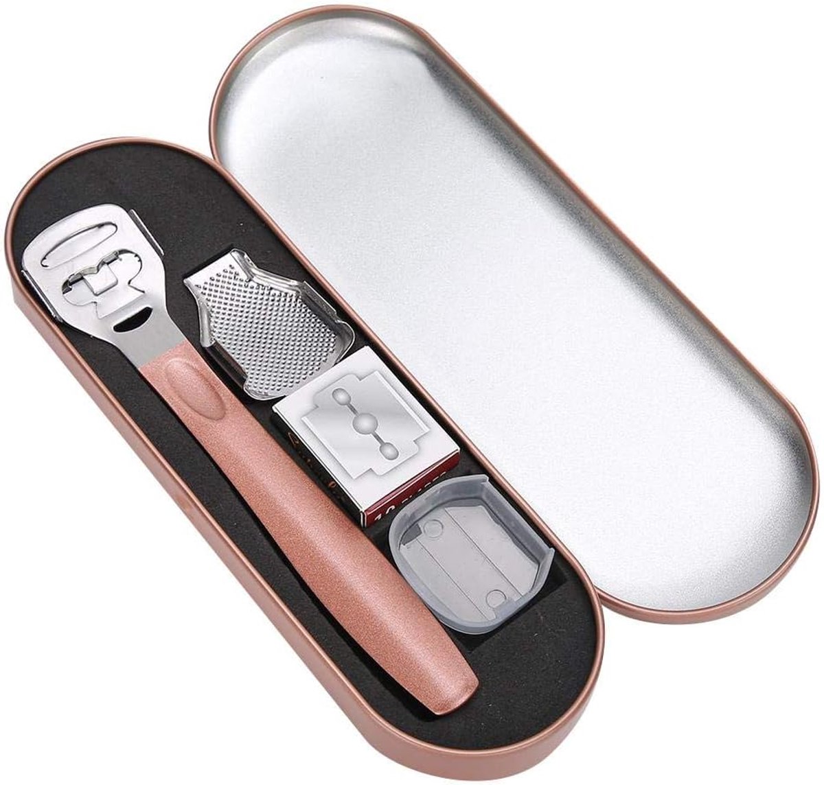 SnelShoppen - Callus Verwijderaar Voet Callus Scheermes Set Roestvrijstalen Voetvijl Pedicure Dode Huid Verwijder Tool Set (Roségoud)