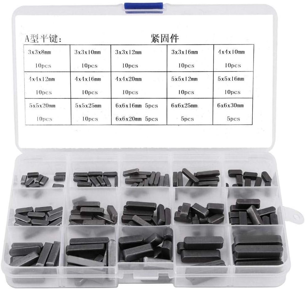 SnelShoppen - 140-delige RVS Spigot Set met Ronde Eindstukken en Parallelle Aandrijfassen Sleutels 8mm 10mm 12mm 16mm 20mm 25mm 30mm in Plastic Opberg