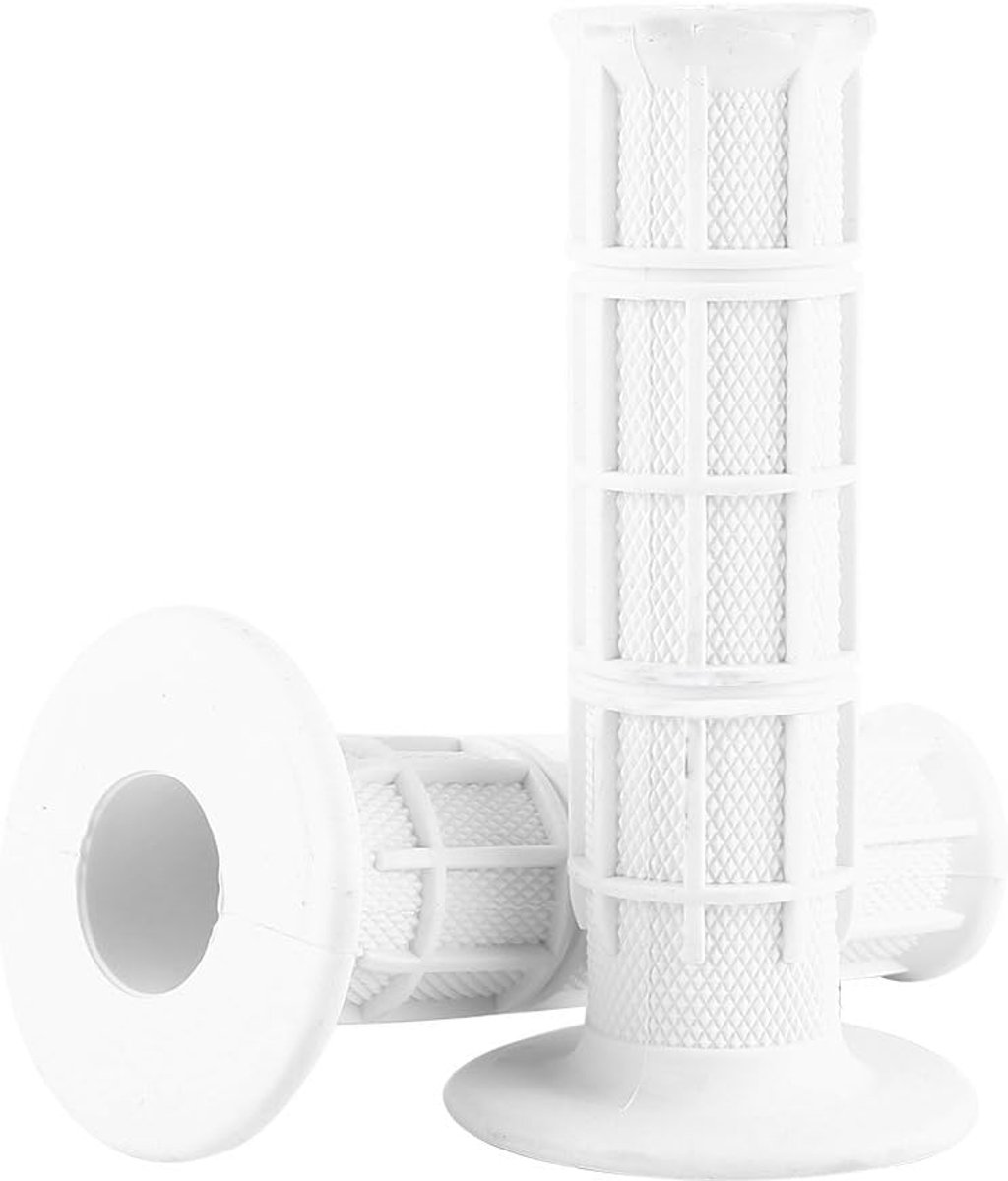SnelShoppen - 7/8" Motorfiets Handvatten Gripset Universele Rubber Grip Antislip Set van 2 (Wit)