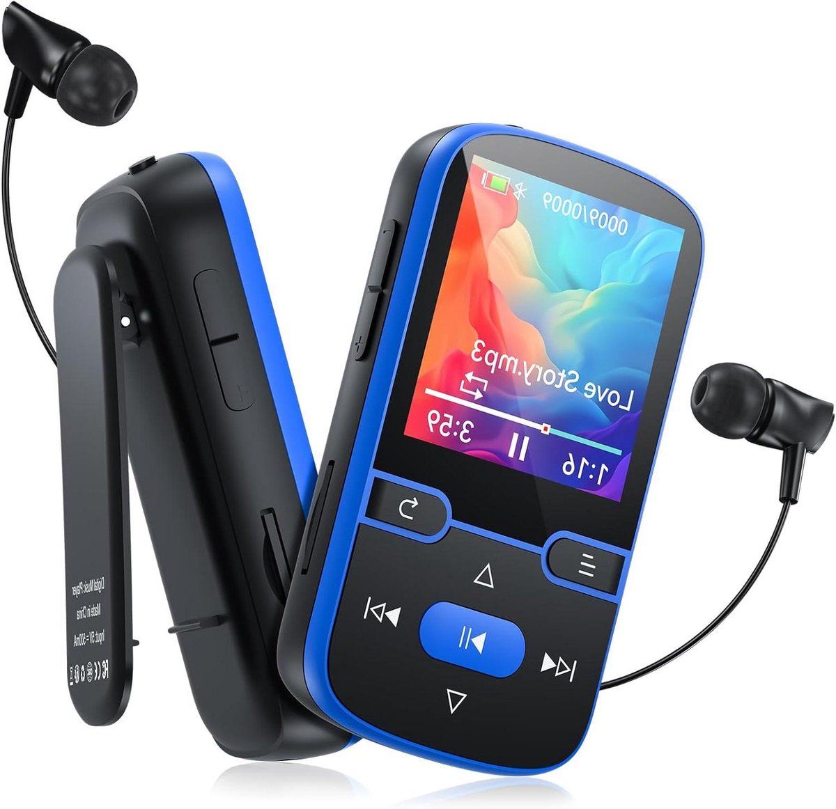 Draagbare Muziekspeler - Digitale Audio - Muziek Luisteren - Bluetooth 5.3 Connectie - 64 GB Geheugen - Blauw