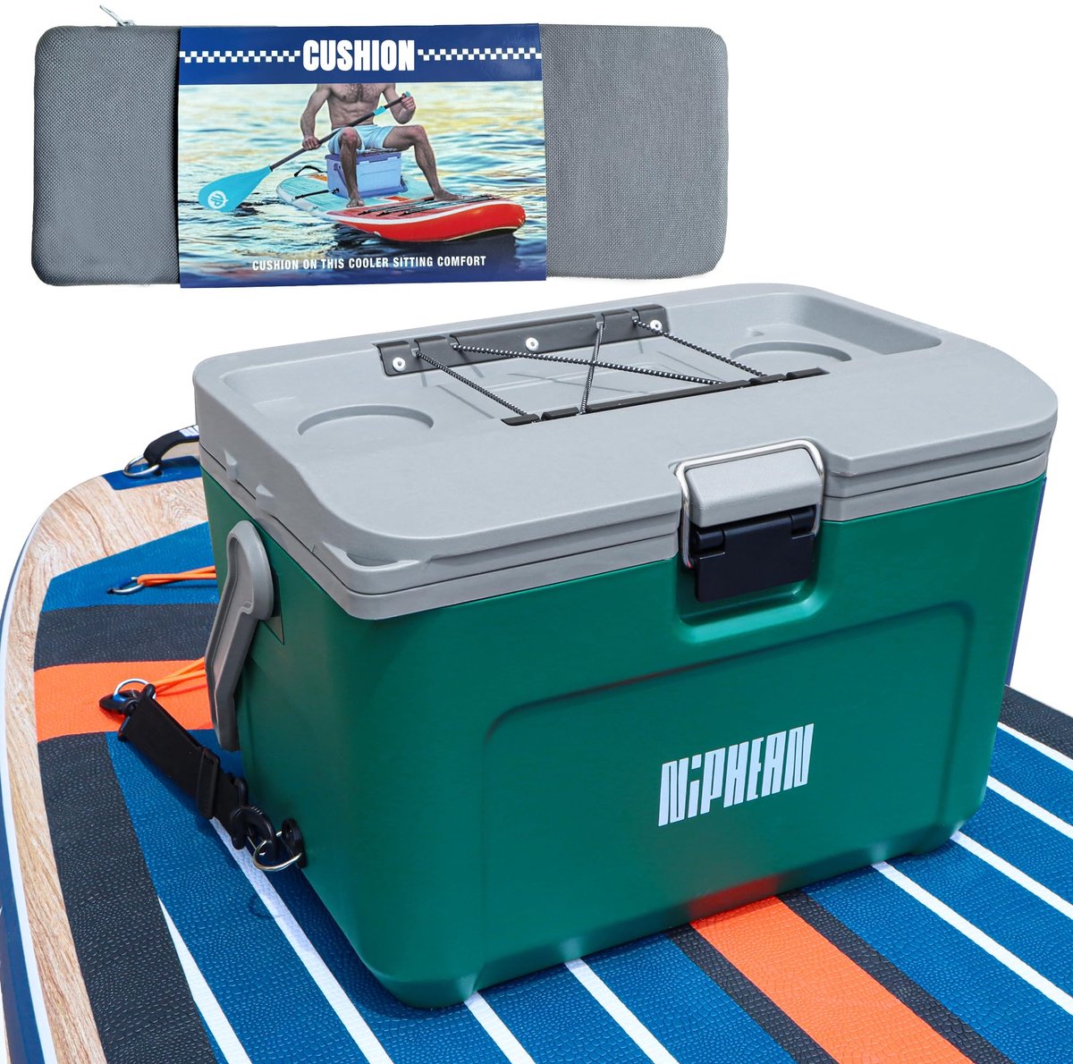 SnelShoppen - 4-laags geïsoleerde paddleboard koelbox met D-ring - 15 liter stijve kajakkoeler voor 60 uur ijsbehoud - Perfect voor camping, strand en