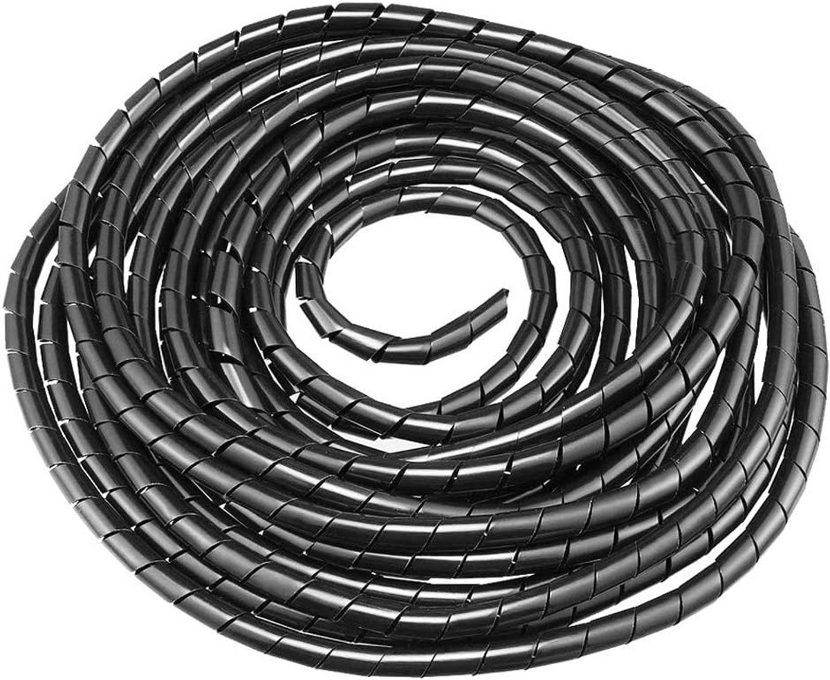 SnelShoppen - Universele Flexibele Kraagslang 10 mm, Kabelset voor Opslag van Spiraalkabels, Bescherming van Antennekabel TV/PC/USB/AUX - 9 Meter Zwar