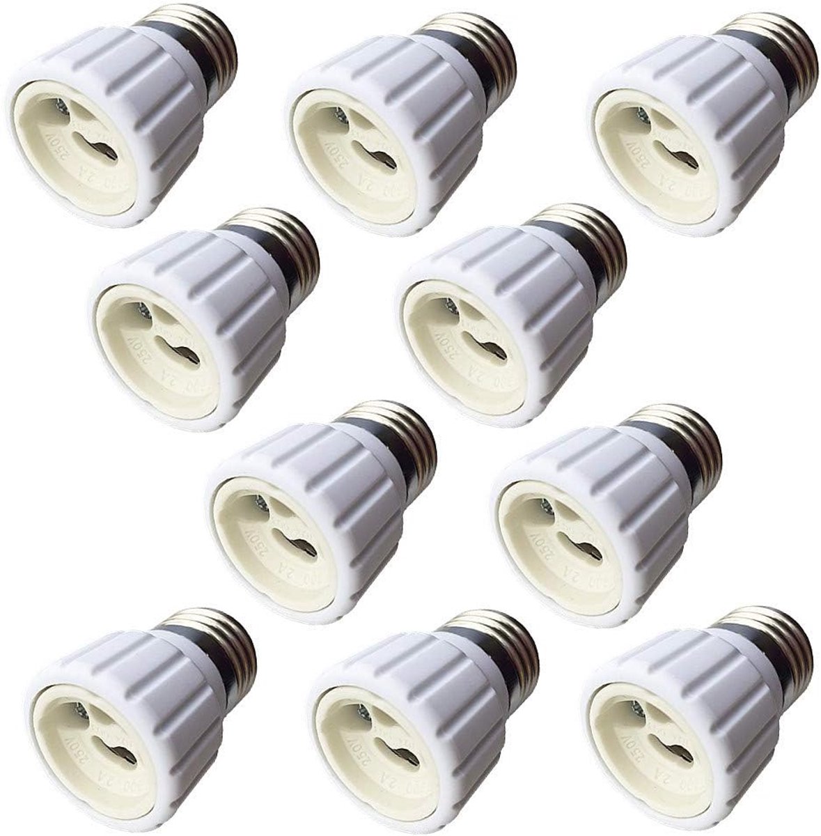 E27 naar GU10 lampbasis adapter - 10 stuks - vlamvertragend materiaal - gebruik voor LED-lampen - ShopVlot