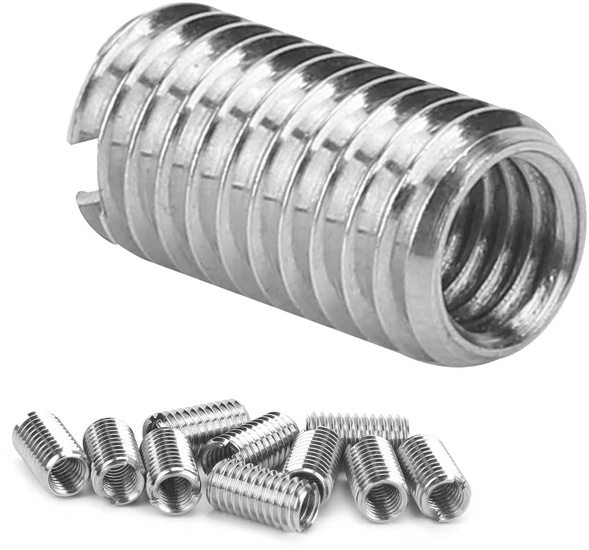 SnelShoppen - 10 Stuks Draadinvoegen Bevestigingsmateriaal M6x1.0 M8x1.25 15MM Rood Verminderingsmoer RVS Gereedschap voor Reparatie
