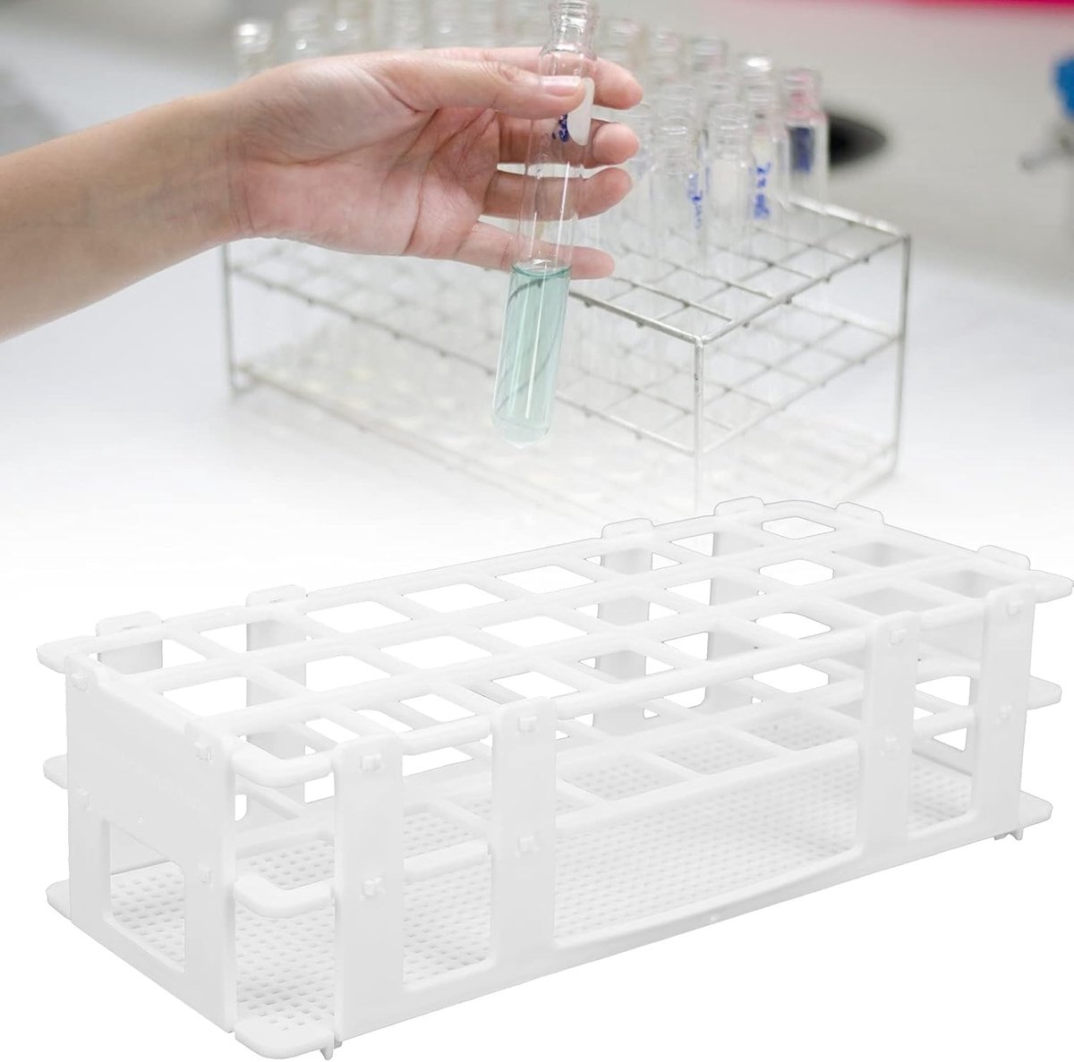 SnelShoppen - 24 Holes Testbuisrek 25x25mm Laboratorium Buis Houder Plastic 3 Laags Afneembaar Voor Monstername