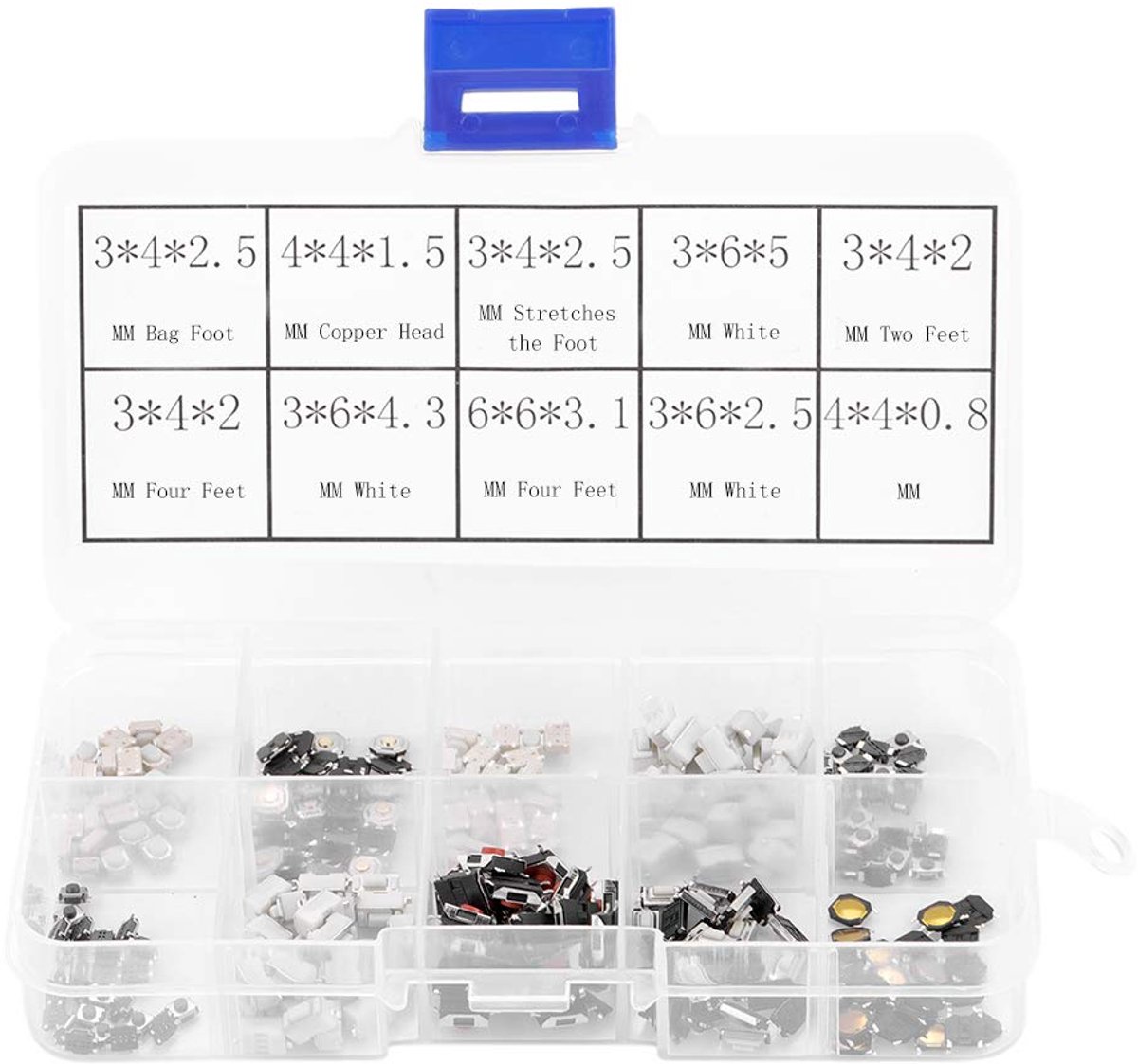 SnelShoppen - 250 Stuks Miniatuur Drukknop Schakelaar Set - Hooggevoelig - Ideaal voor Auto Afstandsbediening - Diversen Maten en Kleuren - Perfect vo