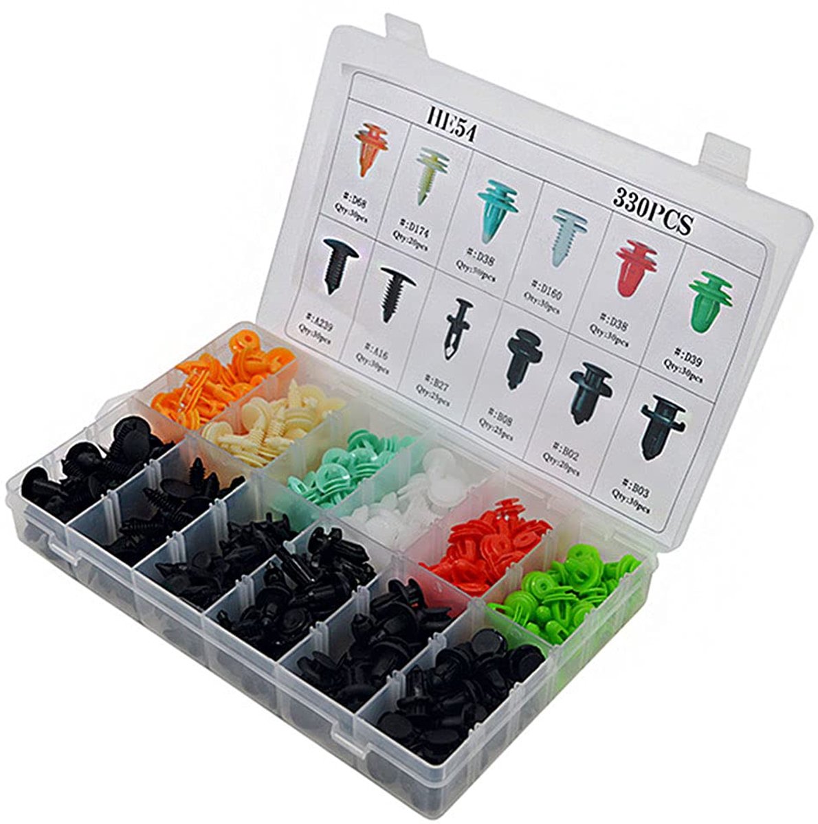 SnelShoppen - 330 Stuks Auto Plastic Rivets Bevestigingsclips Push Type Nylon Rivets Trim Kit voor 90% van Auto Modellen