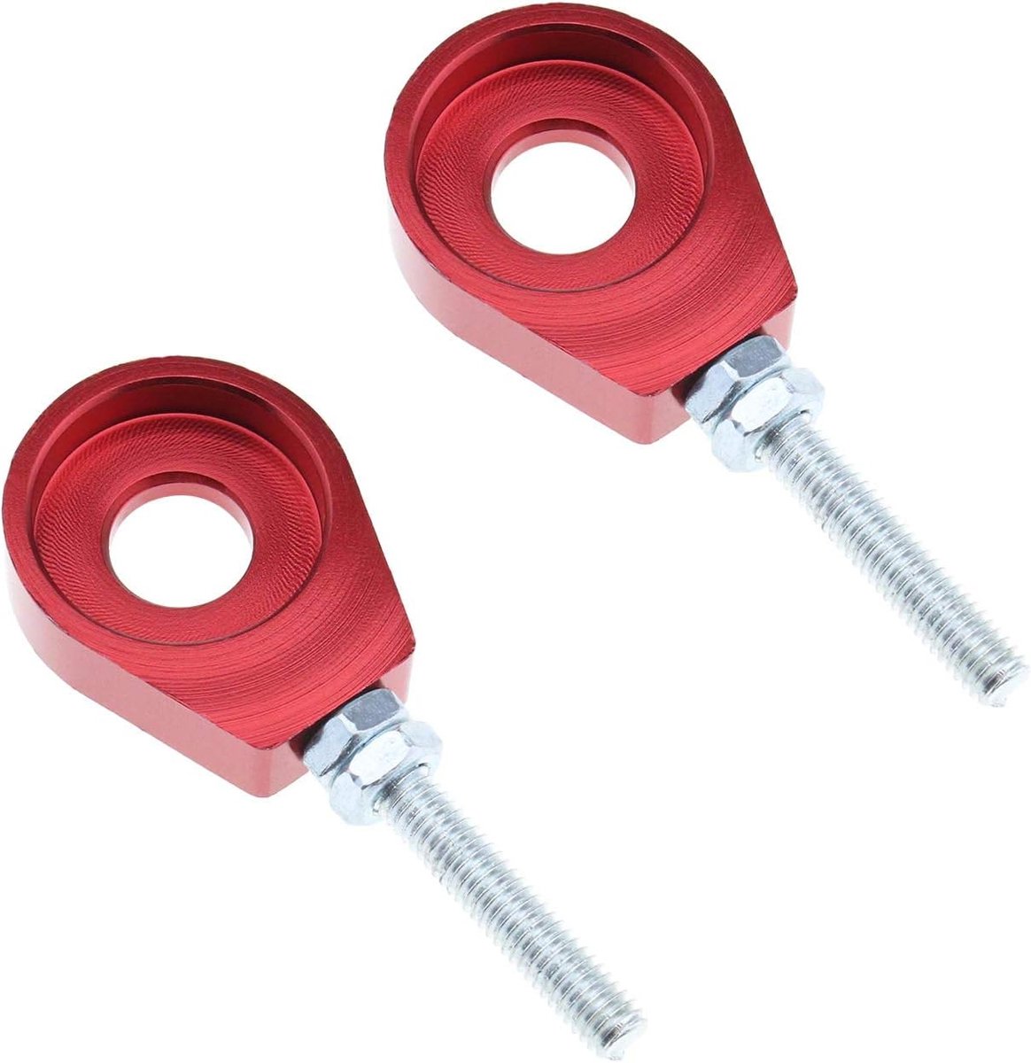 SnelShoppen - Rode Kettingspanner Versteller M6 15mm Binnen Diameter CNC voor 110cc 125cc Pit Dirt Bike XR CRF 50 70 Fiets Scooter - 1 Paar