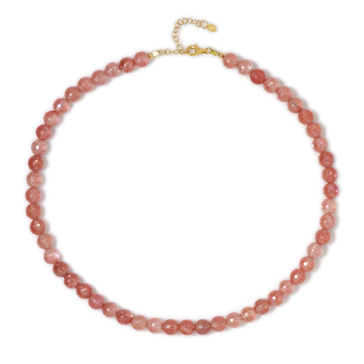 Cavill - Zilveren Halsketting - 925 Sterling Zilver Verguld - 143,928 ct Mystieke Roze Agaat - Verstelbaar - Elegante Damesketting