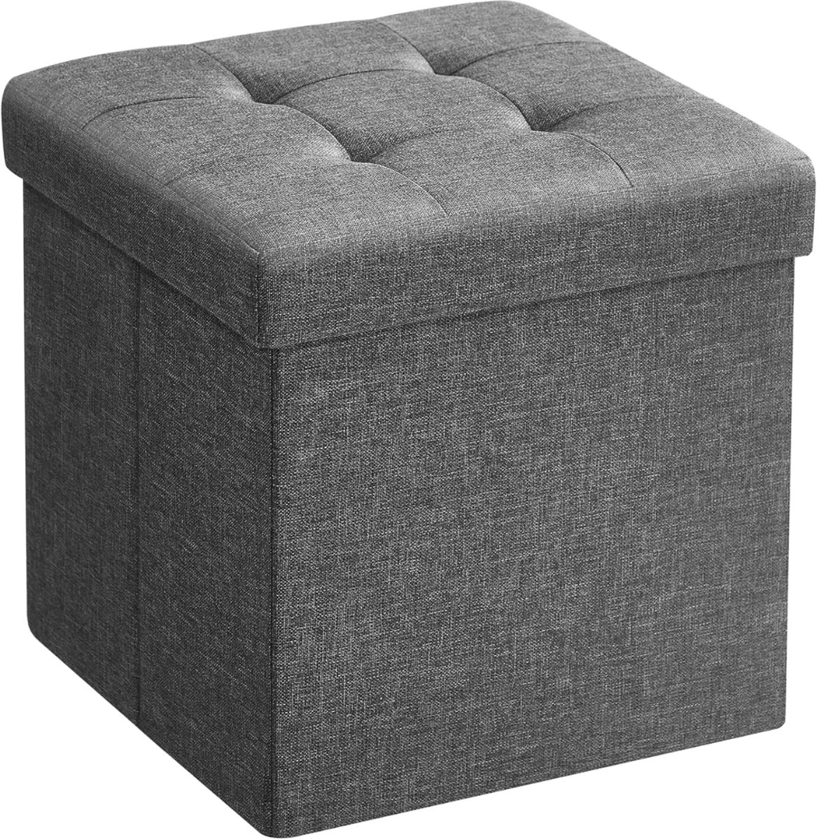 Lìon® Poef - Opbergpoef - Voetenbank - Donkergrijs - 30cm x 30cm x 30cm