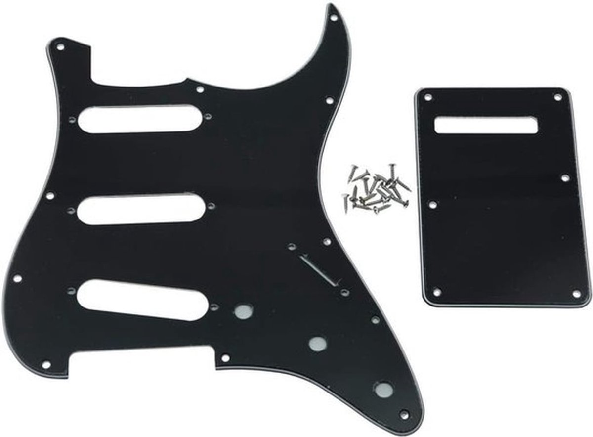 Links Handige Strat SSS Pickguard voor Fender - Tremolo Cover en Achterplaat in Wit Parelmoer - Perfect voor Gitaarliefhebbers