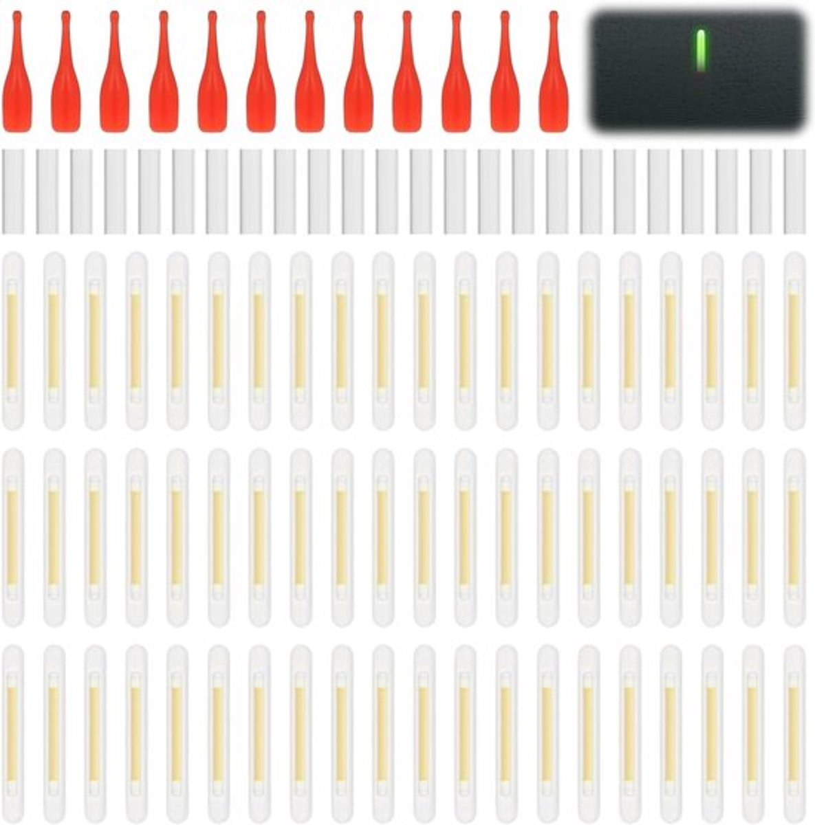 60 Stuks Duurzame Glow Sticks voor Vissen, Hoge Zichtbaarheid, Nachtvissen Accessoires, Ideaal voor Hengels en Visserijactiviteiten