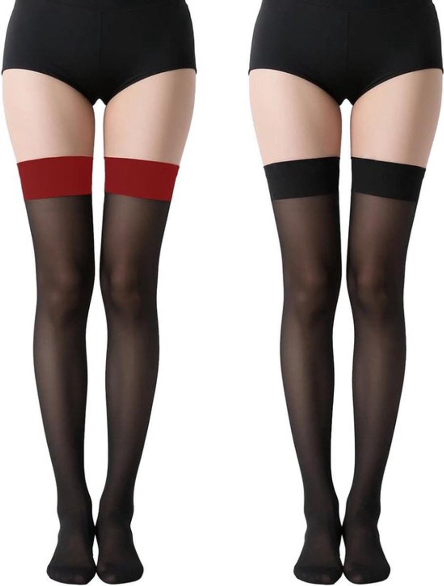 Sexy Dameskousen met Rood en Zwart Elastiek, Anti-Slip Silicone Band, Perfect voor Jurken of Casual Outfit, Maat XS/XL