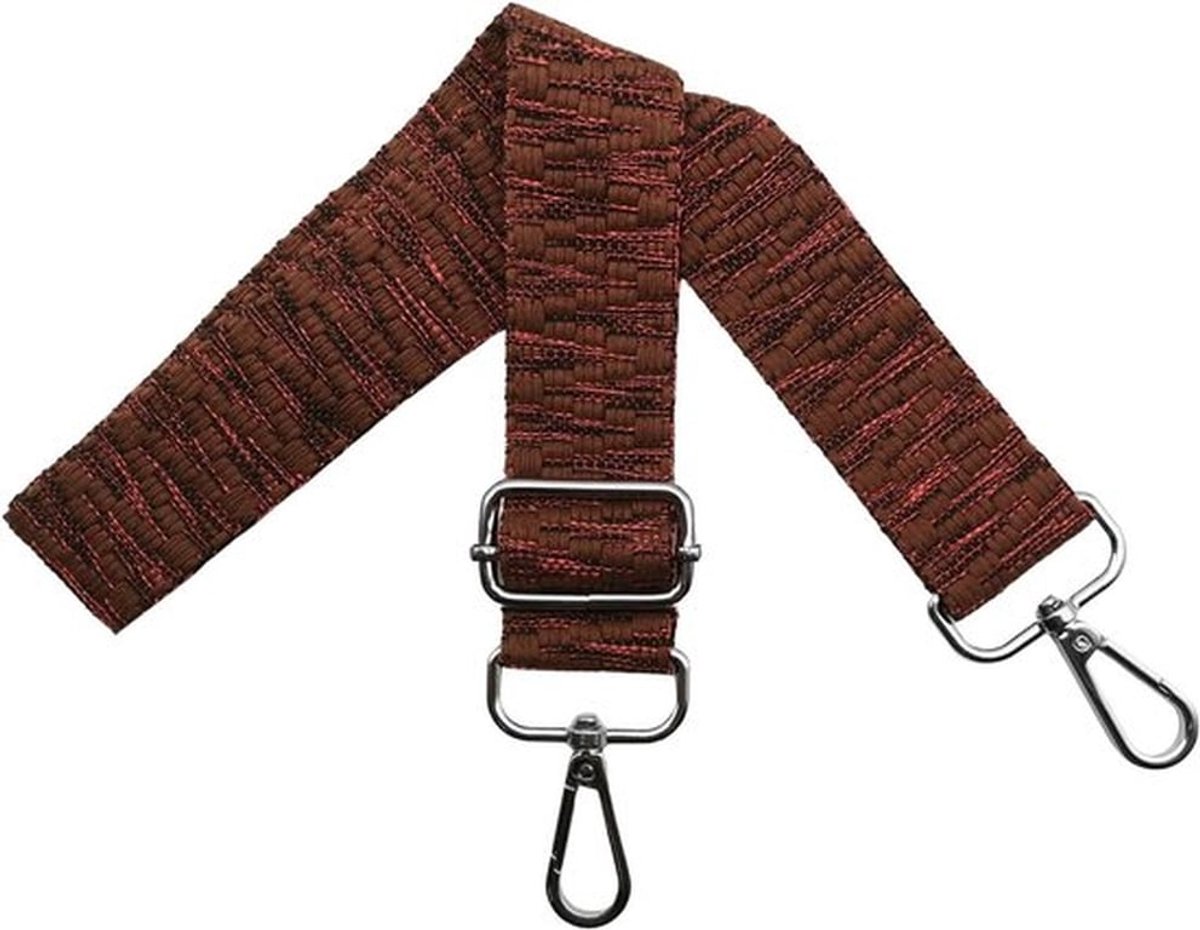 Verstelbare Schouderband voor Tassen, Brede 3.8 cm met Zilveren Karabijnhaak, Draagband voor Handtassen, Zwart/Bruin, Ideaal voor Comfortabel Draaggemak en Stijlvol Gebruik