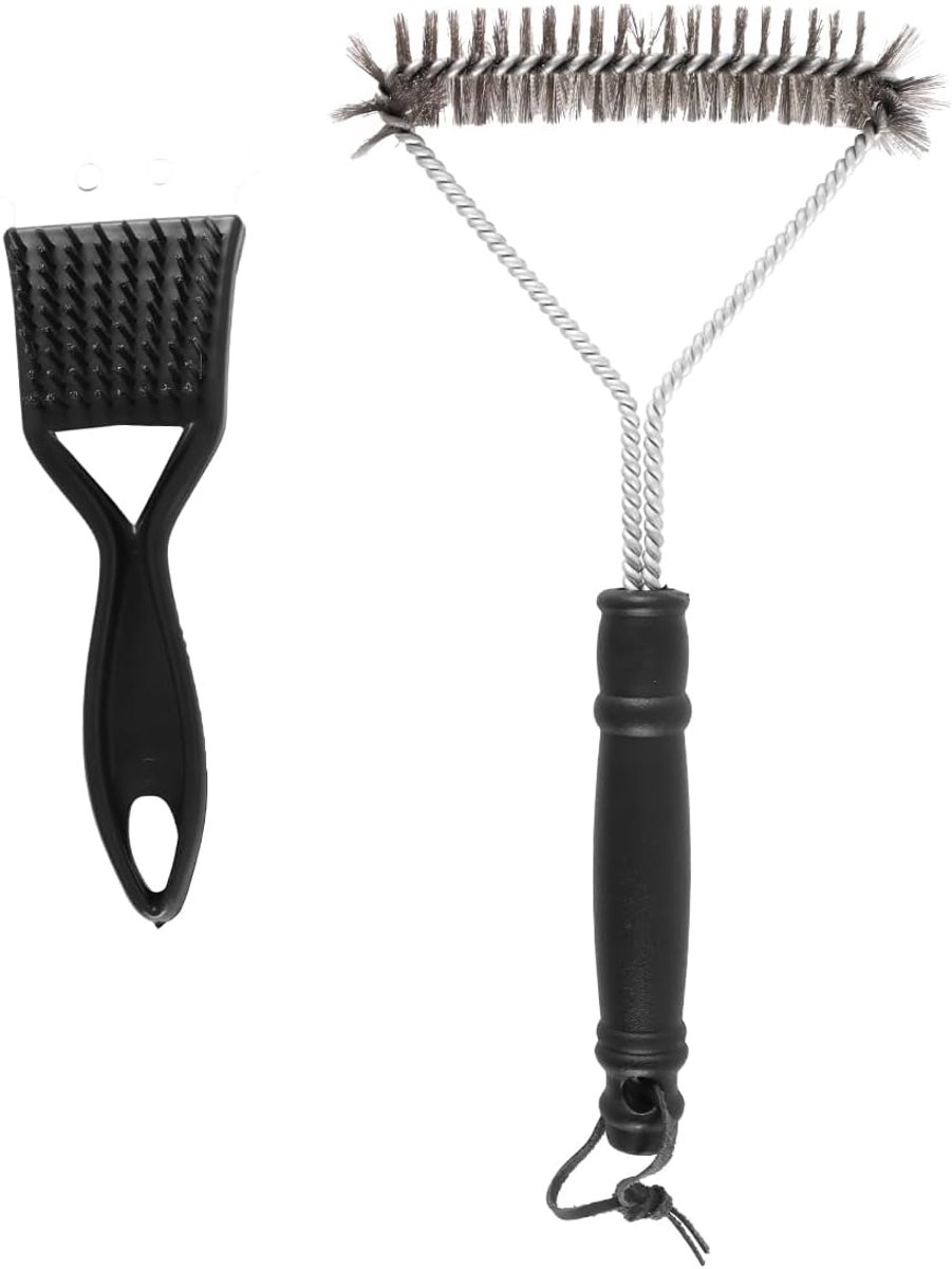 SnelShoppen - 2-Pack BBQ Grill Reinigingsborstels RVS BBQ Borstels voor Grill en Kookgerei Schoonmaak Hulpmiddelen - Sterke Staal Draad Borstels met S