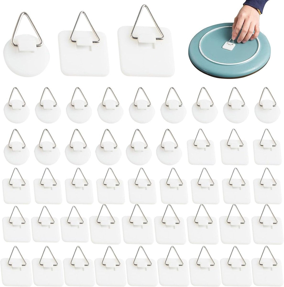 45 Pieces Self-Adhesive Photo Hooks Self-Adhesive Photo Hangers No Drilling 3 Sizes Hangers for Photos, Posters - ShopVlot