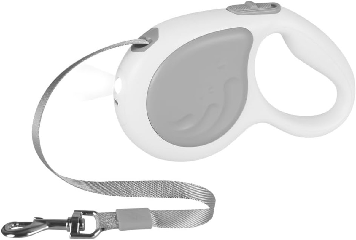 SnelShoppen - Uittrekbare Hondenlijn met LED Licht, 5 m Retractable Hondensnoer, 360° Tangle-Free, Hondenriem voor Kleine en Middelgrote Honden tot 30
