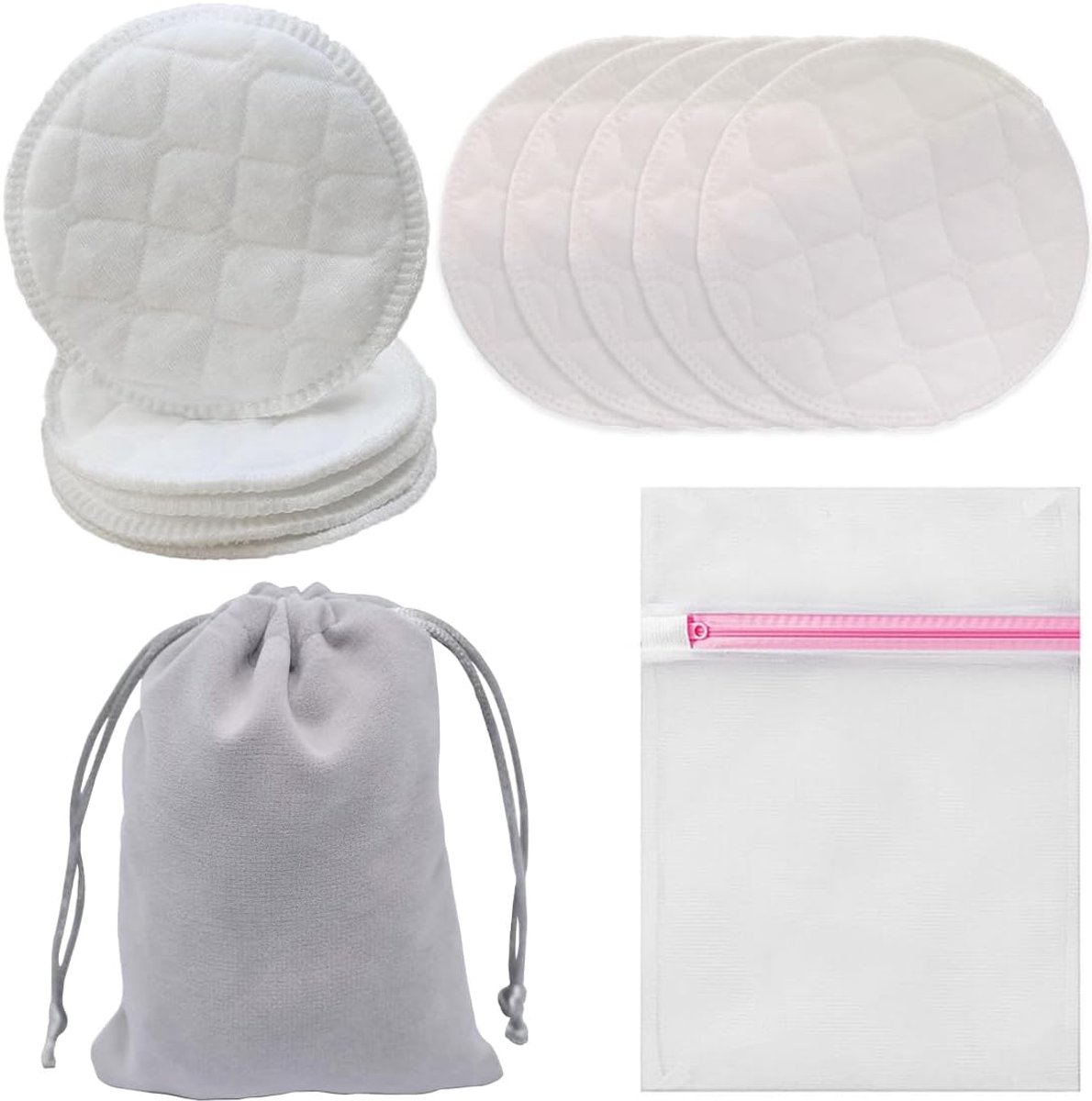SnelShoppen - Pack van 10 Wasbare Borstvoeding Inserts Biologisch Bamboe met Waszak - Herbruikbare Hypoallergene Borstpads voor Moeders - 10 cm Diamet