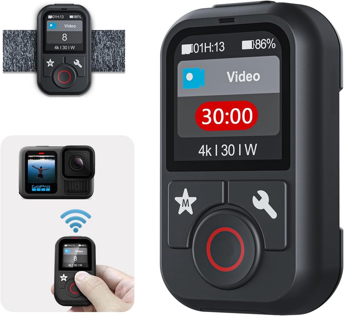 Afstandsbediening voor GoPro Hero 13/12/11/10/9/8/Max - LCD-kleurenscherm - 360 graden draaibaar - ShopVlot