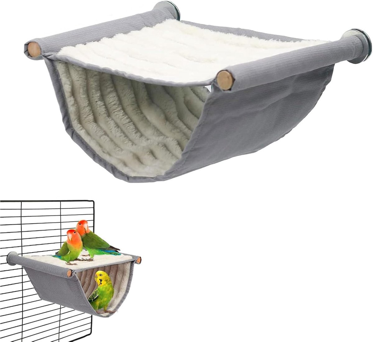 SnelShoppen - Bird Hammock Bunk Bed, Winter Warm Vogelnest Huis, Hangende Vogel Tent, Parakeet Speelgoed, Grijs, Cozy en Beschermend