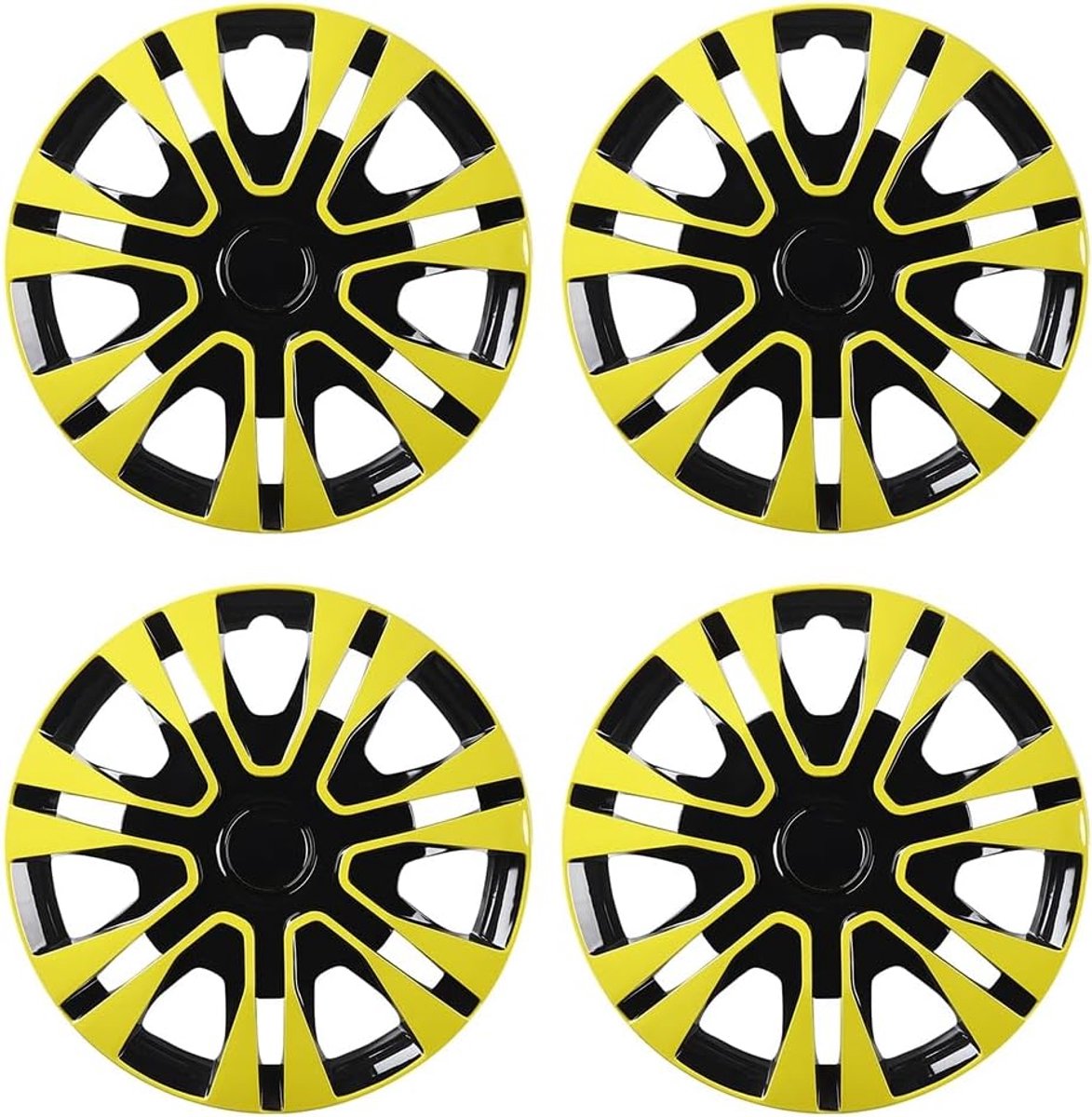 SnelShoppen - Set van 4 Velgtrimmen Neon Geel Groen Glanzend voor PP Kunststof Stalen Velgen met Dubbele Laag Verf, 30-38 cm Optie, Naafdeksels, Tunin