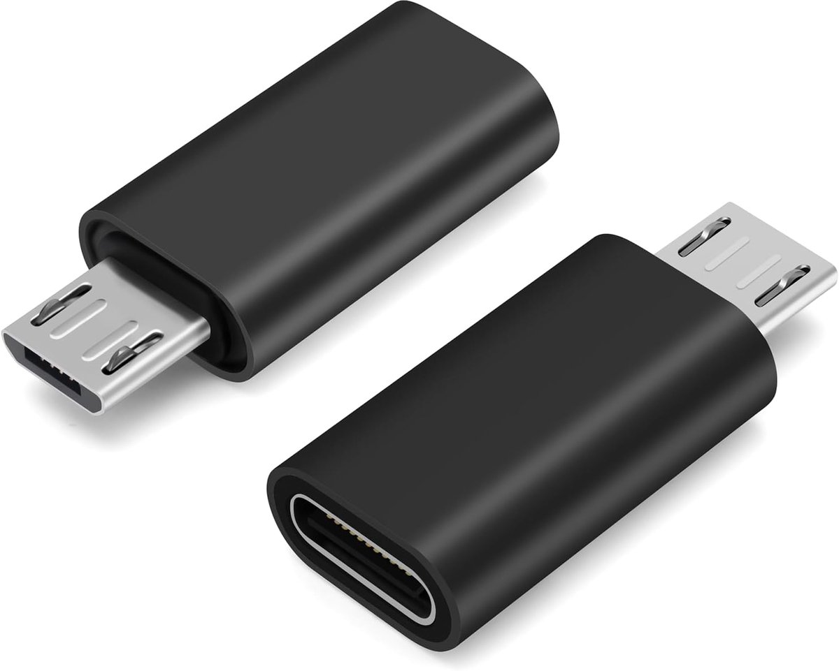 SnelShoppen - Micro USB naar USB C Adapter 2 Pack - Micro USB Mannelijk naar USB C Vrouwelijk OTG Adapter - Compatibel met Galaxy S7/S7 Edge, Android