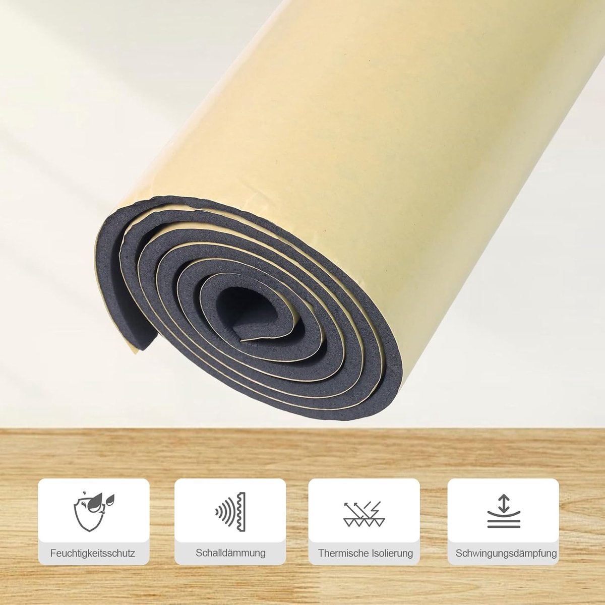 SnelShoppen - Zelfklevend Foam, Neopreen Isolatiemateriaal, Geluidsisolatie, Schokabsorberend, Antislip, 300 mm x 12 mm x 1.5 m, Zwart, Multifunctione