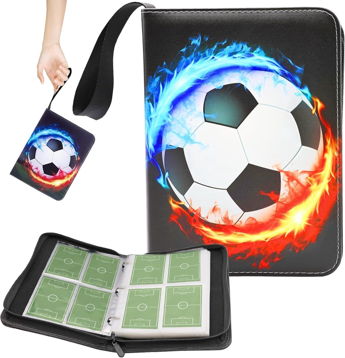 Verzamelalbum voor Voetbalkaarten - Blauw - 400 Kaarten - PU-leer met Rits - Voor Kaartverzamelaars