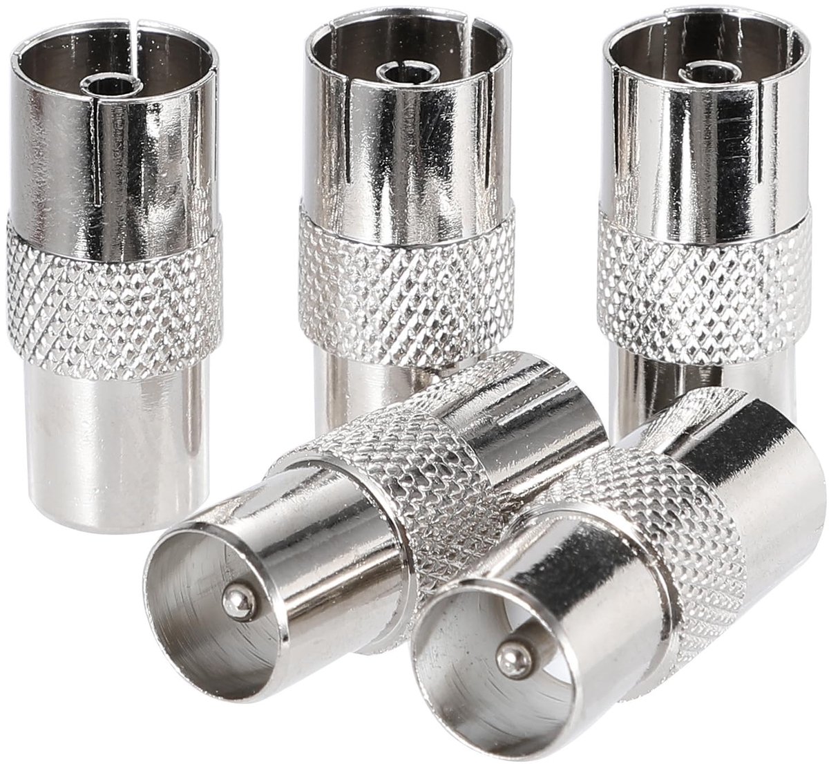 Greluma 5pcs Coaxial Plug to Socket Adapter, TV Male to Female Connectors for Antenna Cables, Satellite Cables - ShopVlot