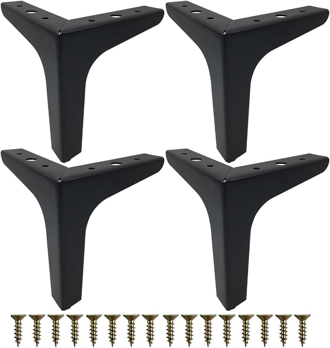 SnelShoppen - 4 Stuks 15cm Zwarte Metalen Meubelpoten met Schroeven voor Sofa, Koffietafels, Kasten, TV-meubels, Nachtkastjes, Laden, DIY Meubelprojec