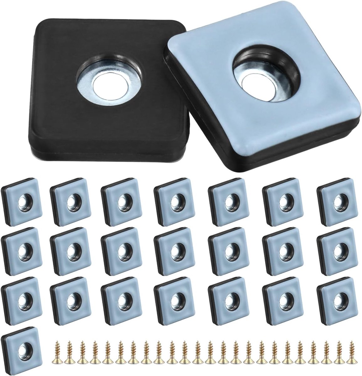 SnelShoppen - 24 Stuks Meubelglijders 25x25mm Vierkante Vloerglijders met RVS Schroeven voor Stoelen, Tafels, Banken, Meubels Bescherming, Duurzaam, E
