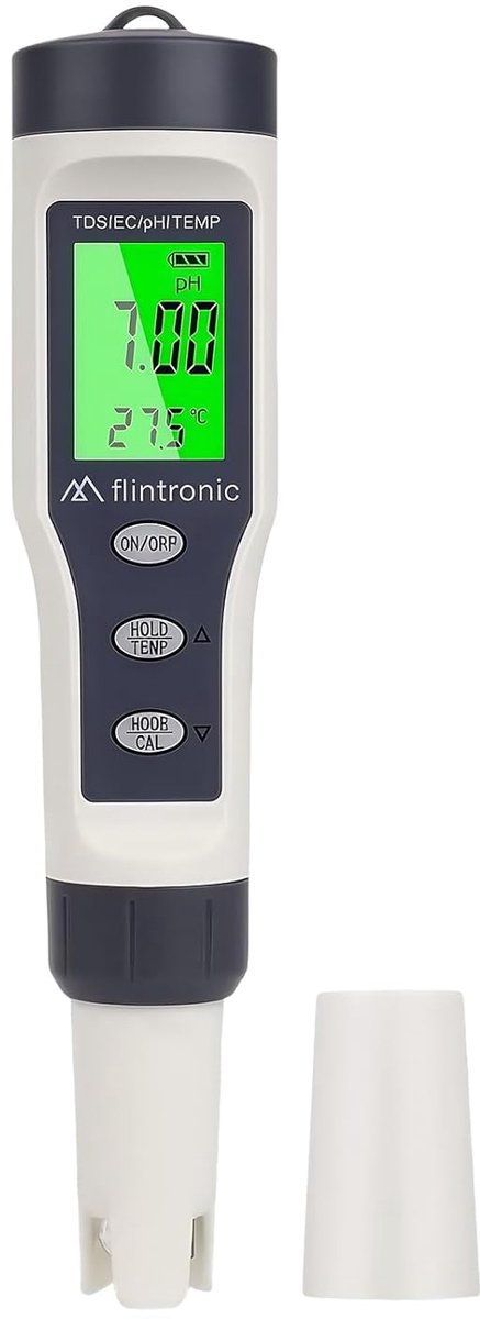 SnelShoppen - 4-in-1 Digitale pH Meter met Verlicht LCD Scherm voor EC/TDS/Temperatuur Testen van Water voor Aquariums, Drinkwater en Zwembaden