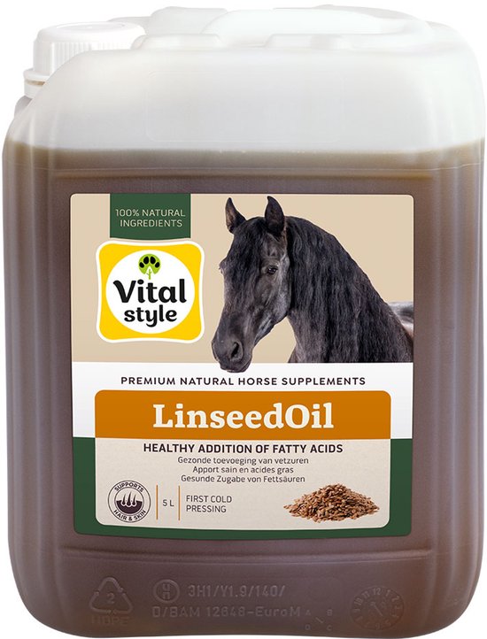 VITALstyle Lijnzaadolie - Paarden Supplement - Dé Gezonde Aanvulling Op De Voeding - Met Omega 3, 6 & 9 Vetzuren - 5 L