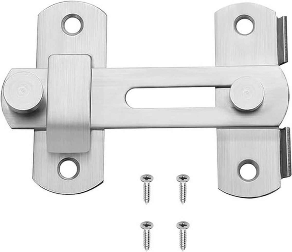 RVS 180° Schuifdeurslot met Schroeven - Klein Deurslot voor Tuindeuren, Raamdeuren en Huisdieren (100 x 70 mm)